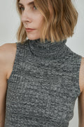 Fay turtleneck knit | Charcoal & off white - Egyptian cotton & cashmere blend