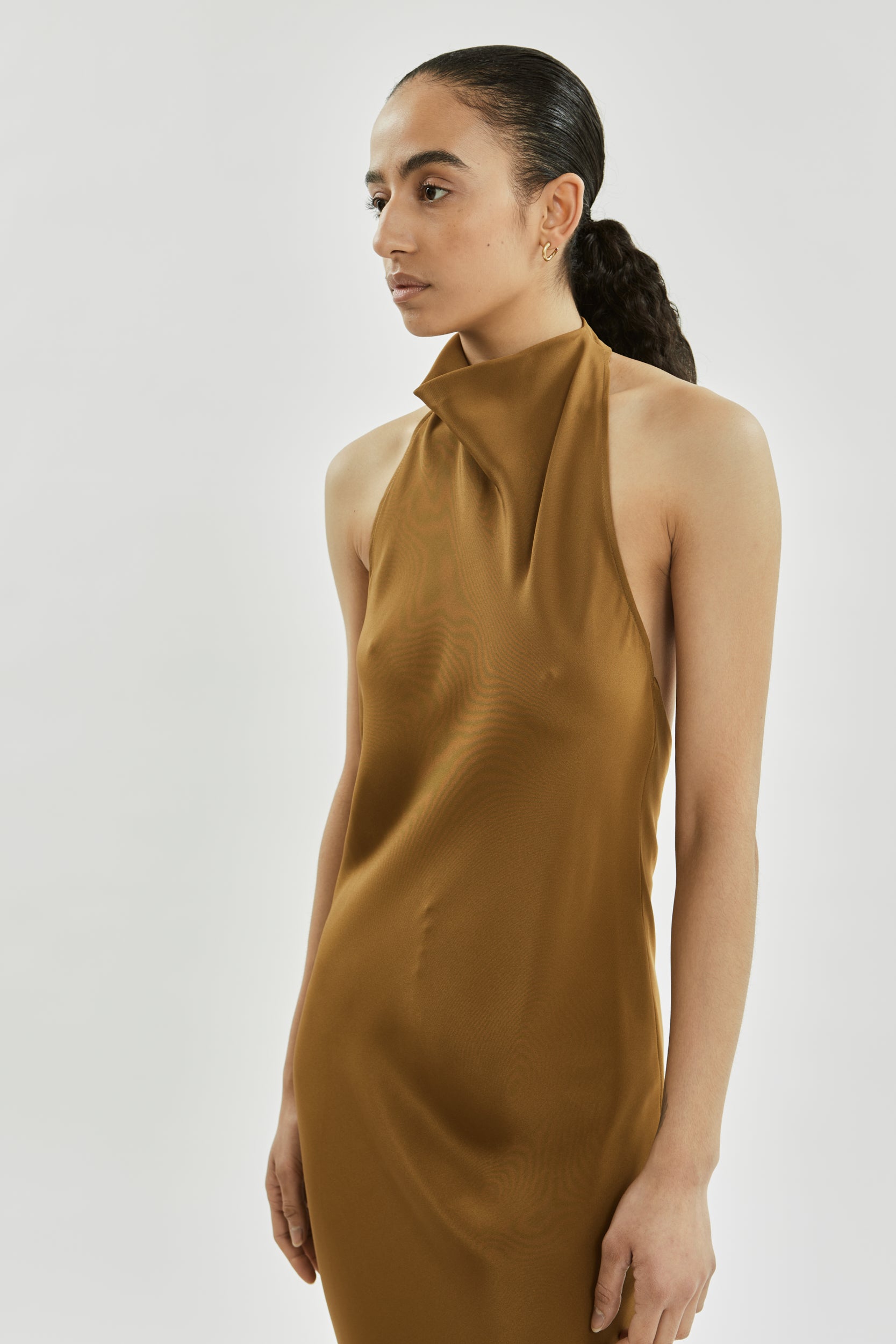 Francoise dress | Bronze - Crepe silk