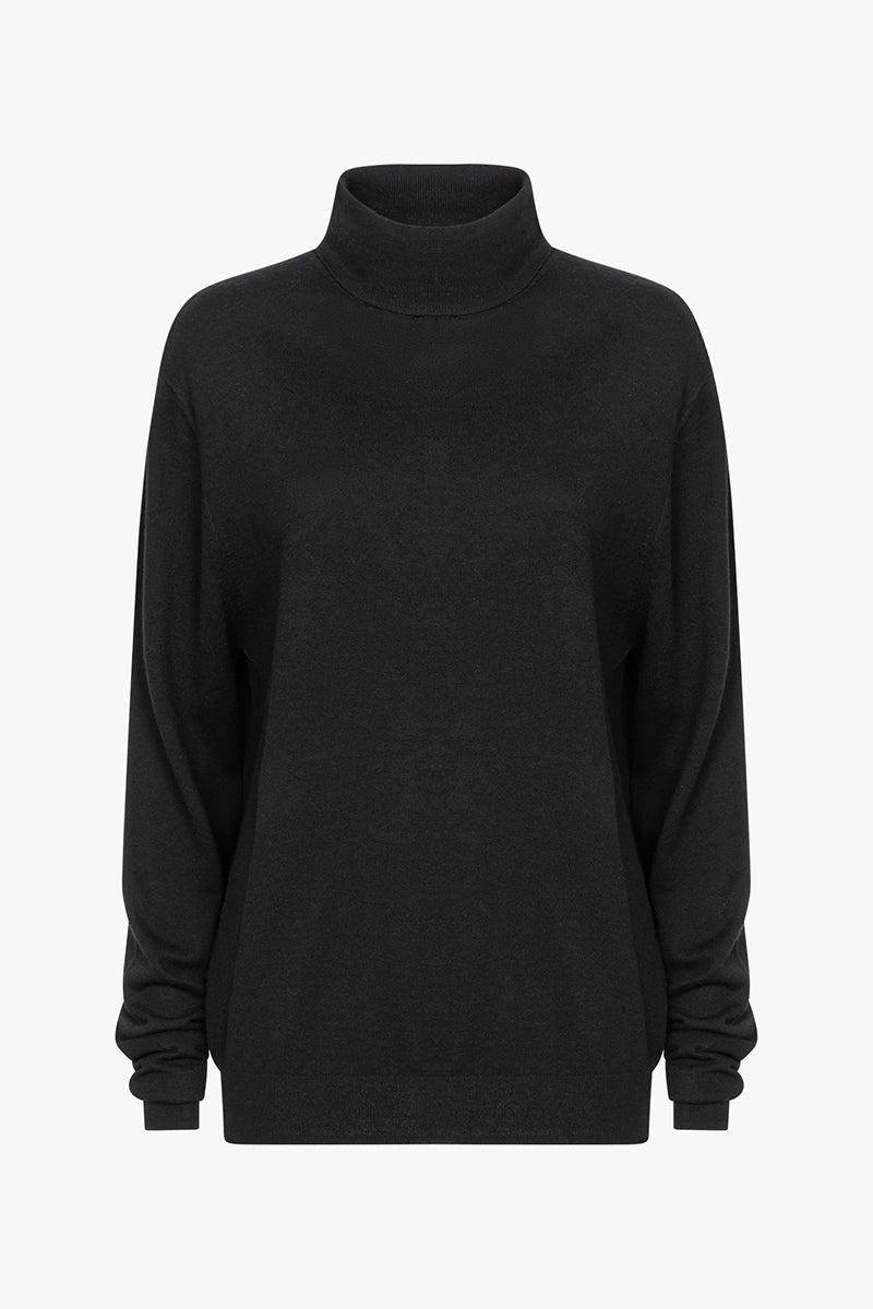 Fred turtleneck knit | Black - Ultrafine merino-cashmere-silk blend