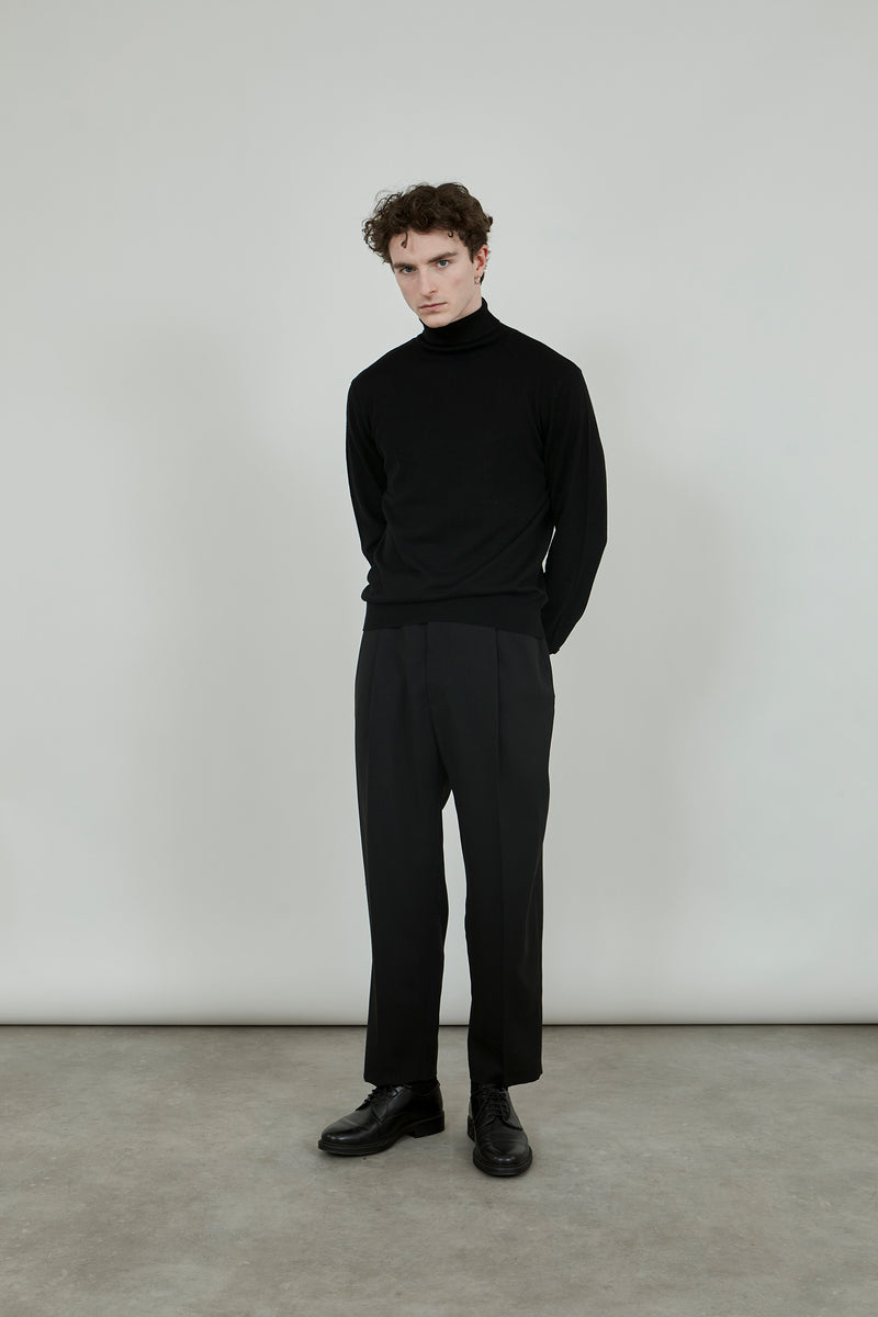 Fred turtleneck knit | Black - Ultrafine merino-cashmere-silk blend