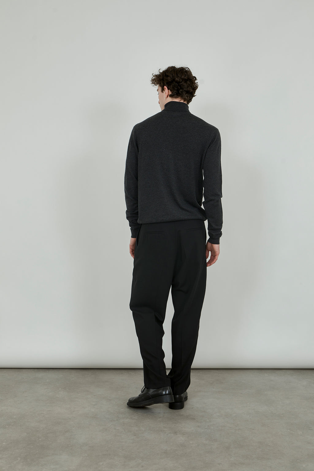 Fred turtleneck knit | Dark grey - Ultrafine merino-cashmere-silk blend