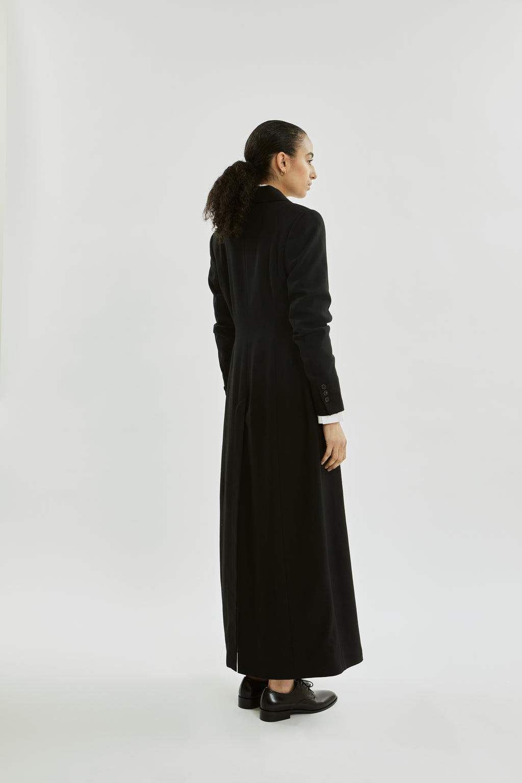 Gaia Coat | Black - Wool silk blend
