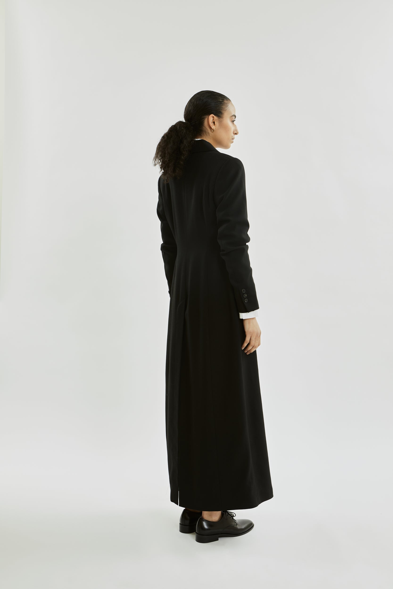 Gaia Coat | Black - Wool silk blend