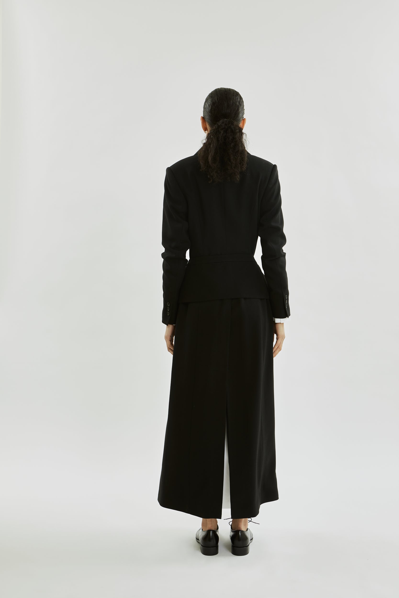 Gaia Coat | Black - Wool silk blend