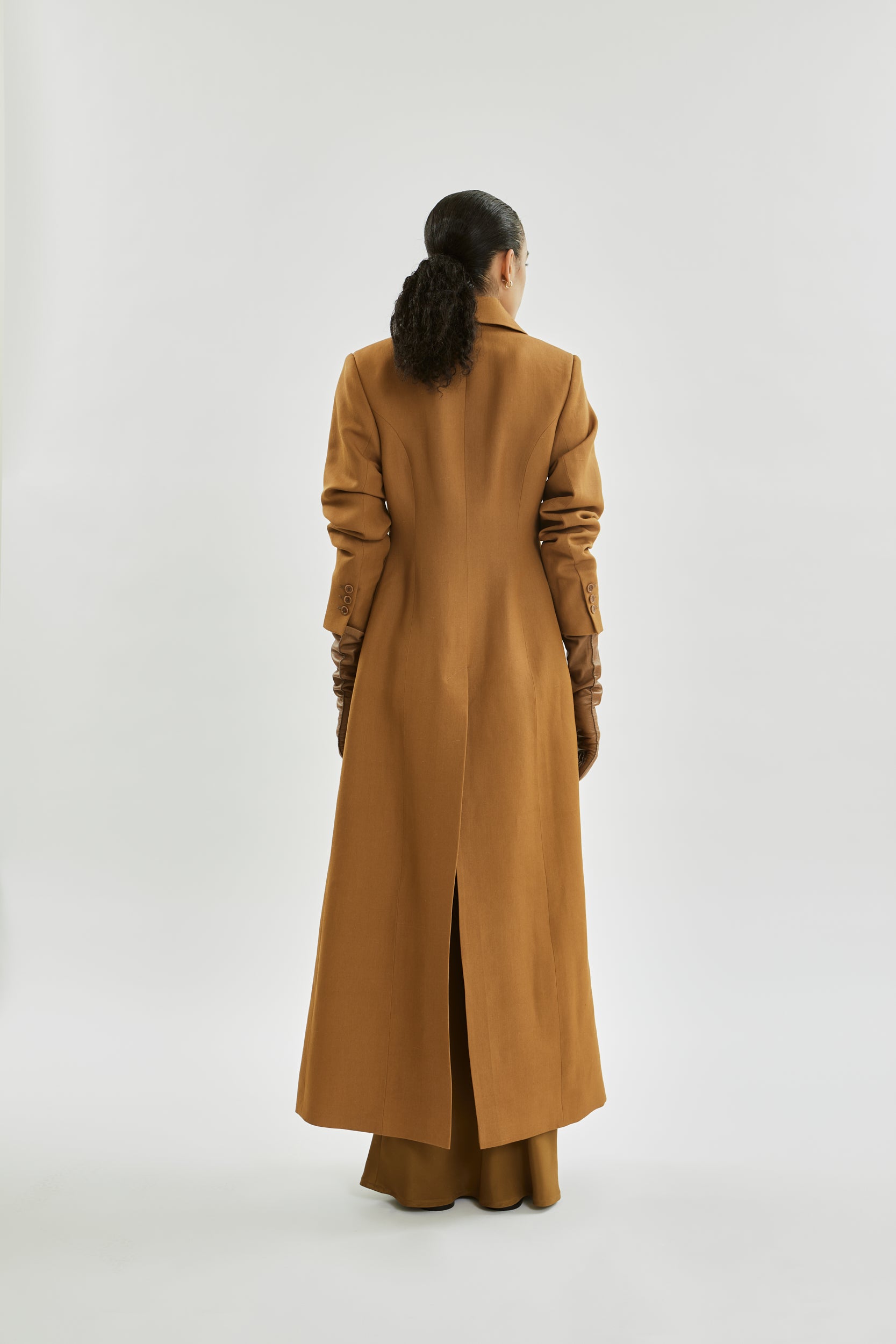 Gaia Coat | Bronze - Wool silk blend
