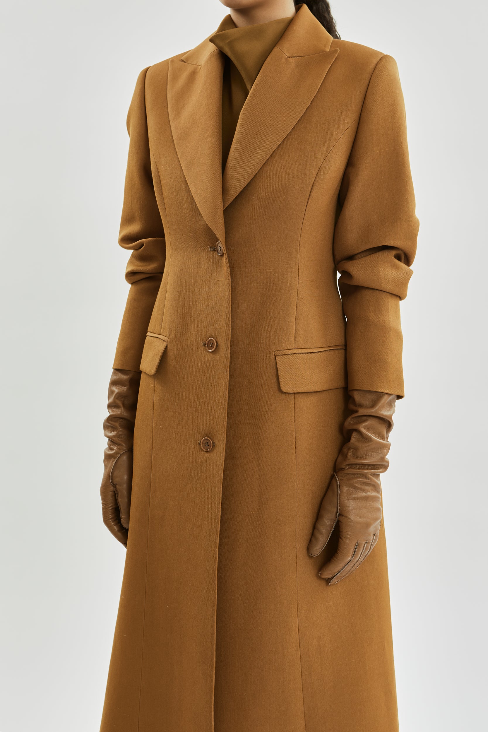 Gaia Coat | Bronze - Wool silk blend