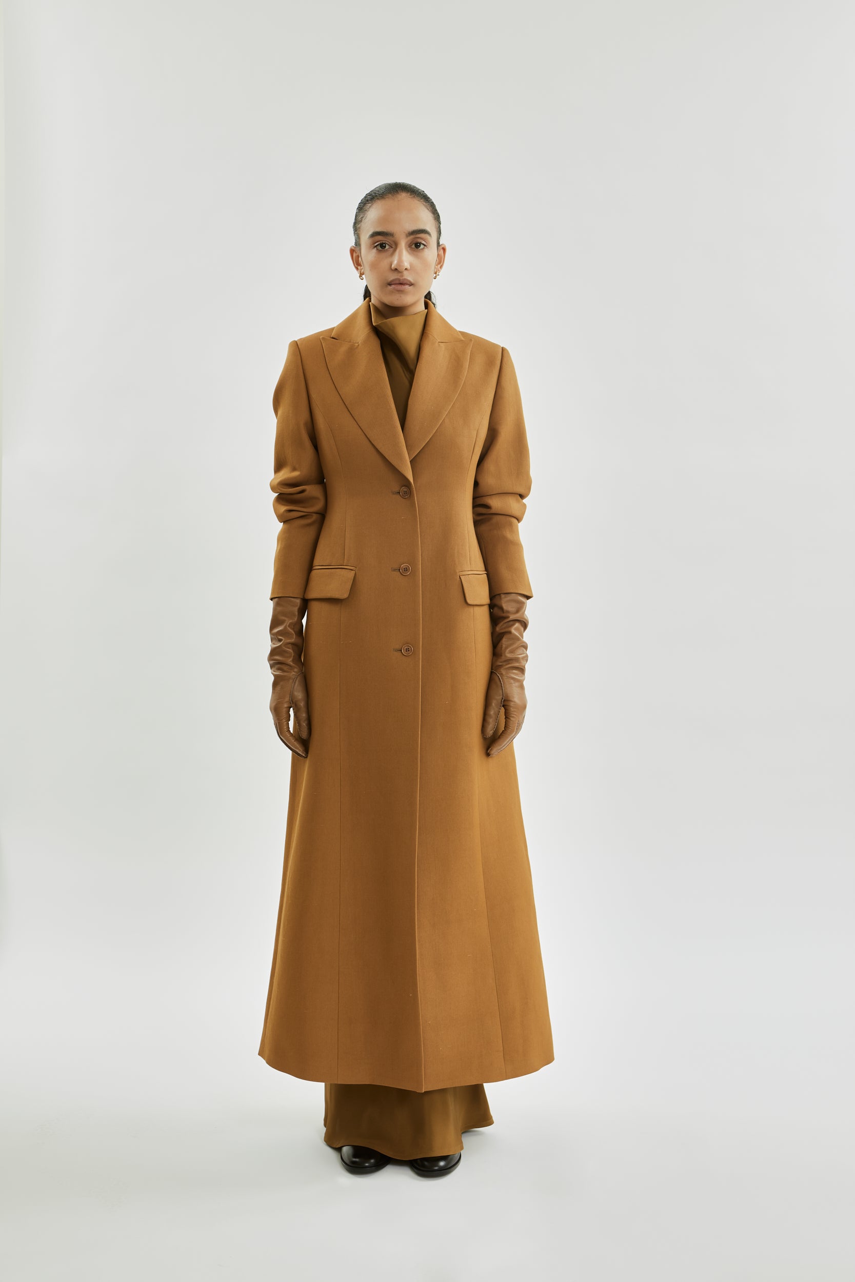 Gaia Coat | Bronze - Wool silk blend