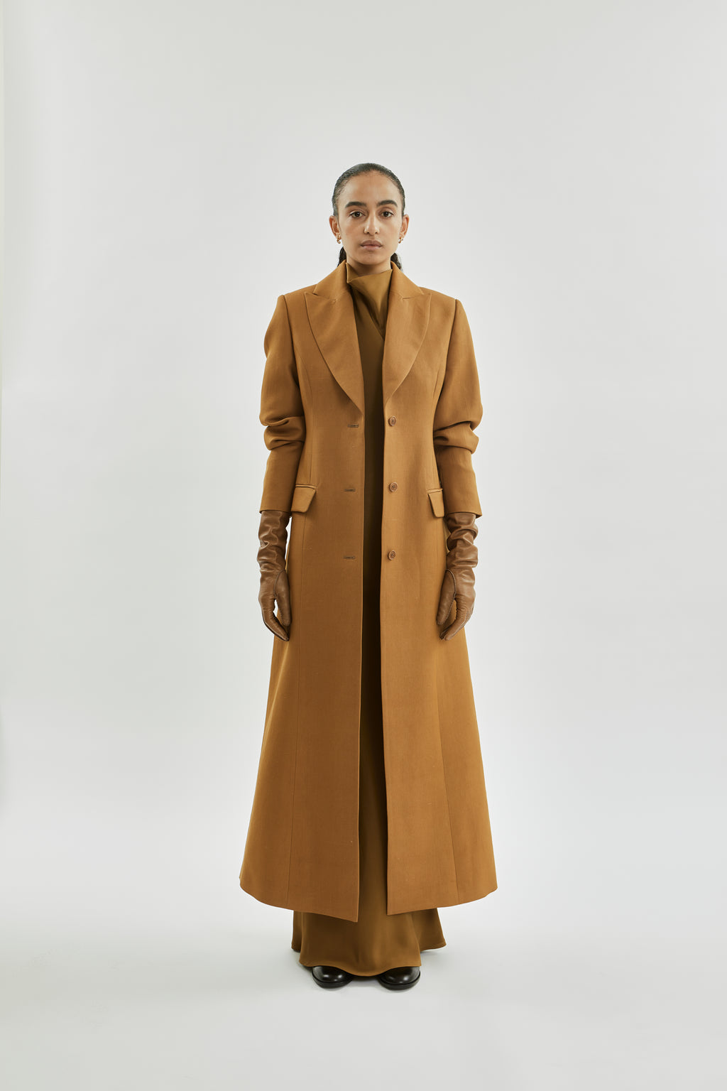 Gaia Coat | Bronze - Wool silk blend