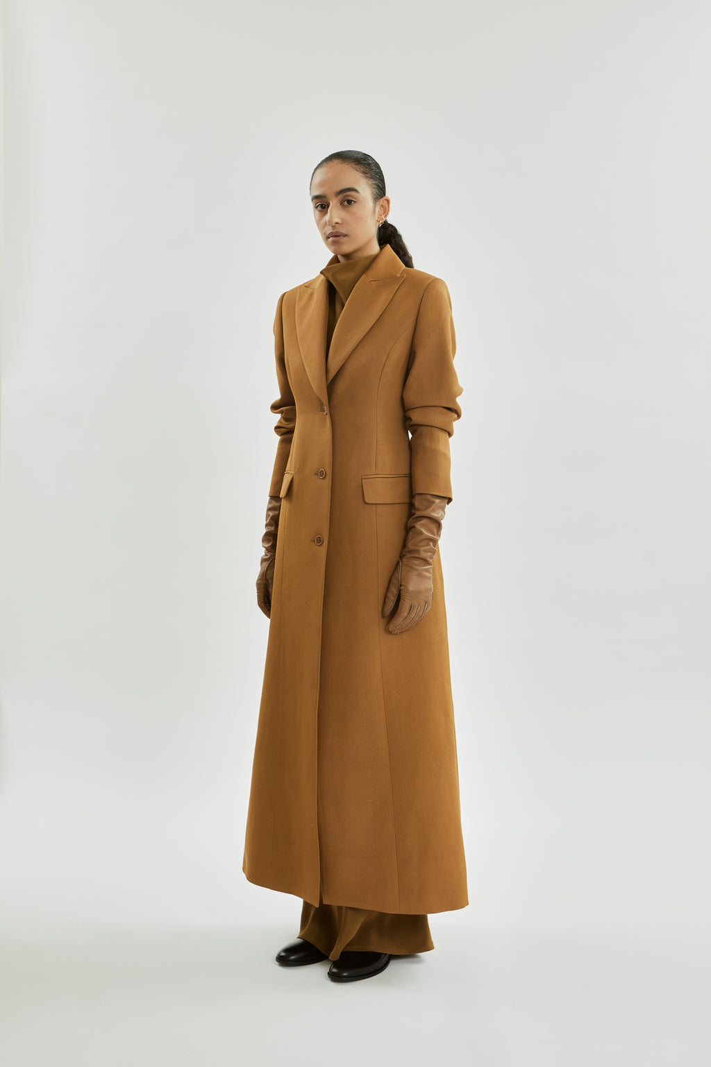 Gaia Coat | Bronze - Wool silk blend