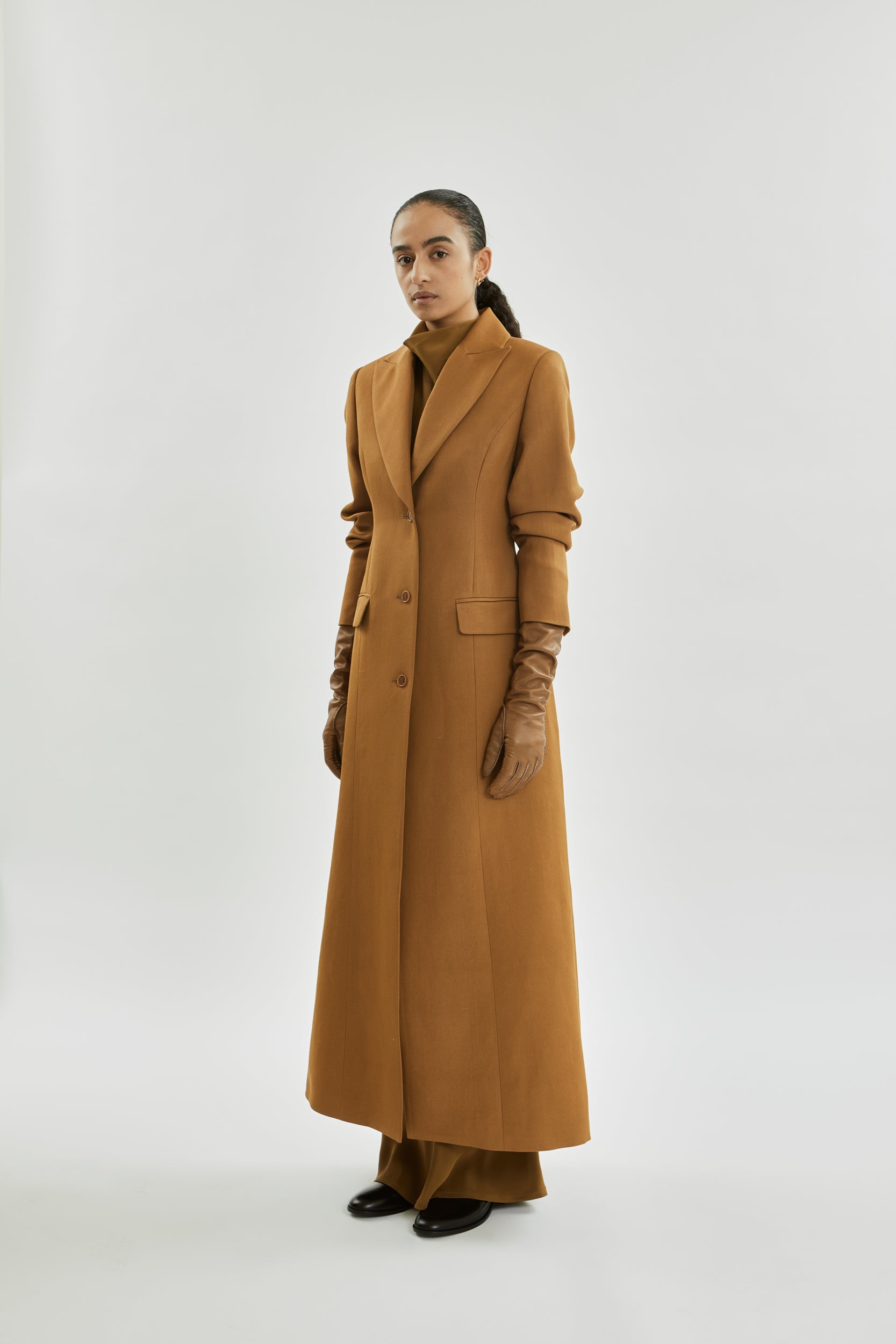Gaia Coat | Bronze - Wool silk blend