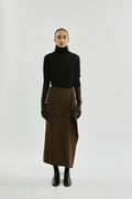 Hailey skirt | Khaki - Virgin wool blend