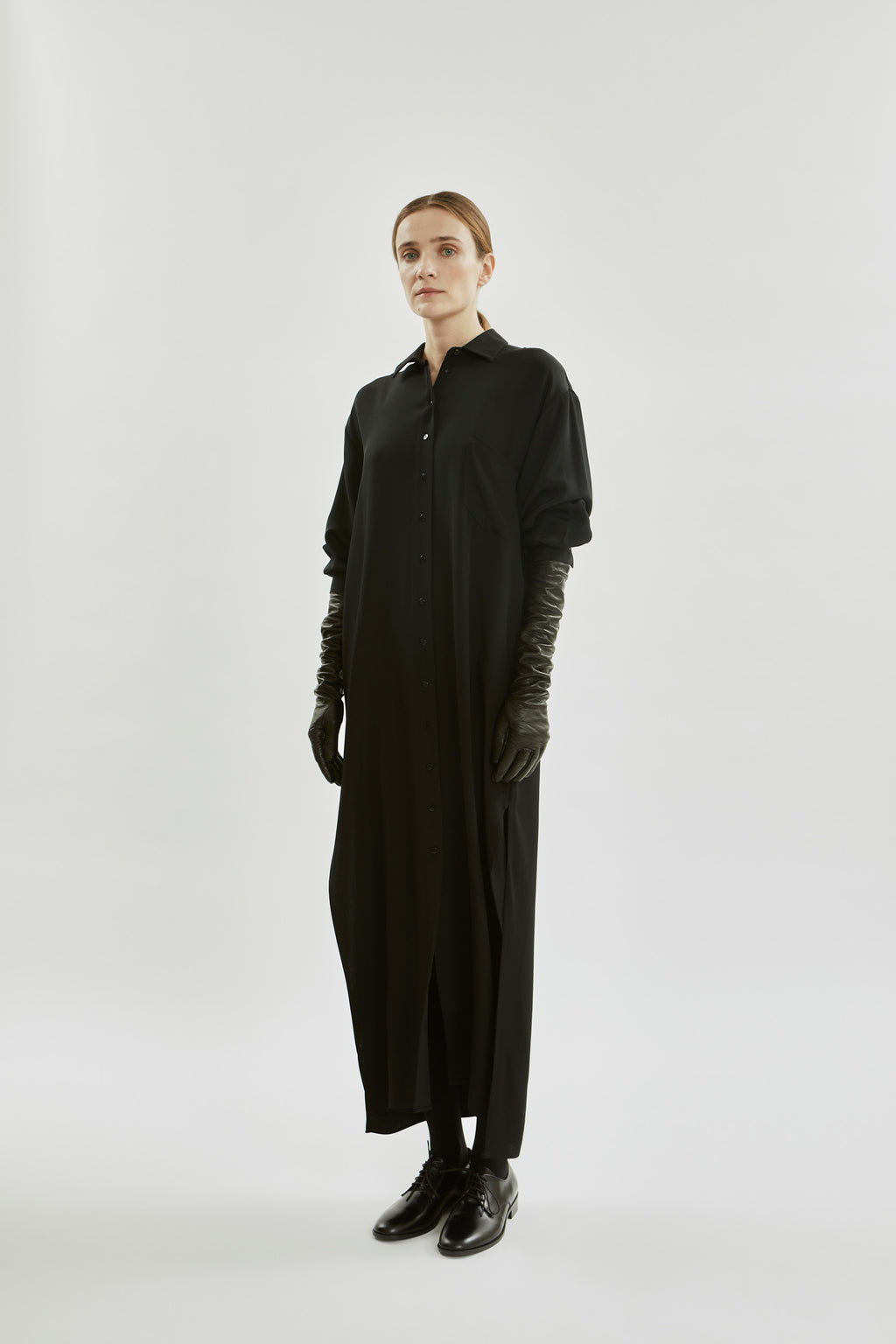Inesa Shirtdress | Black - Crepe silk