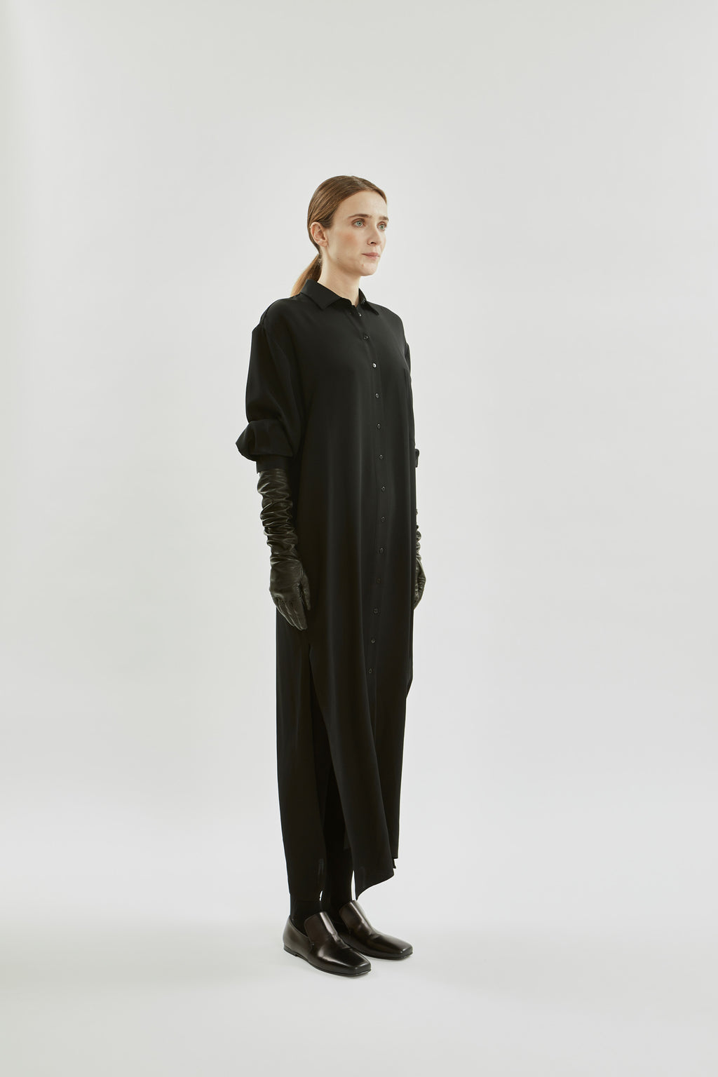 Inesa Shirtdress | Black - Crepe silk