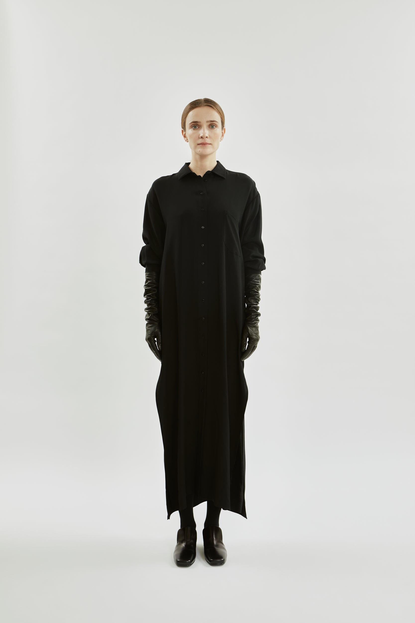 Inesa Shirtdress | Black - Crepe silk