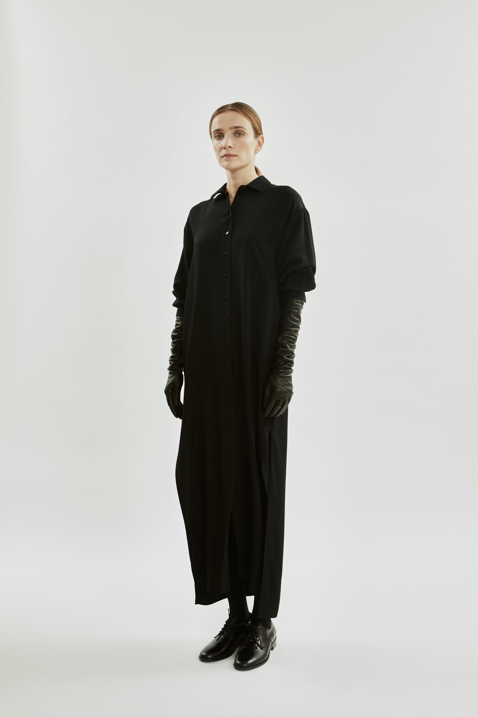 Inesa Shirtdress | Black - Crepe silk