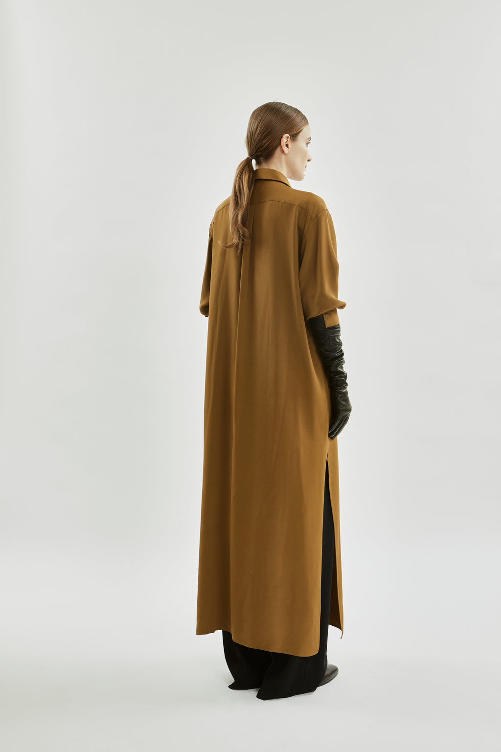 Inesa Shirtdress | Bronze - Crepe silk