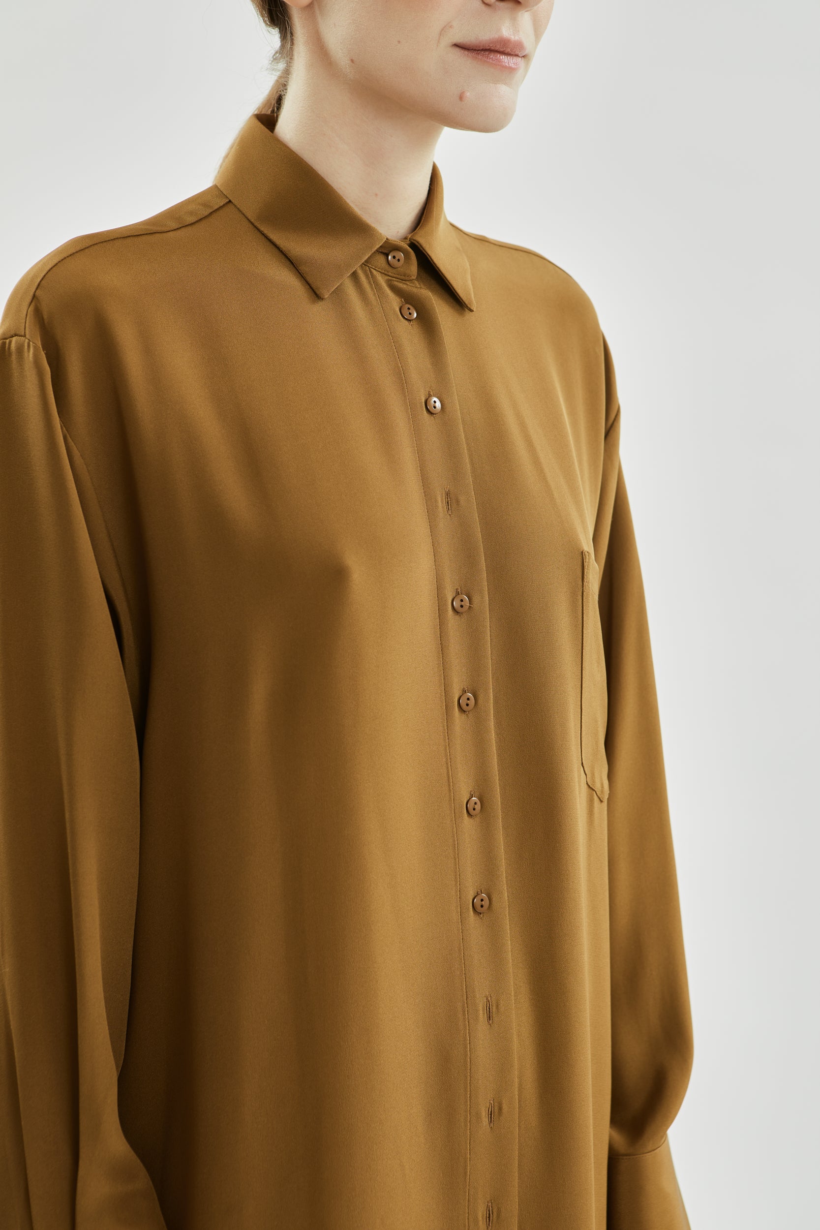 Inesa Shirtdress | Bronze - Crepe silk