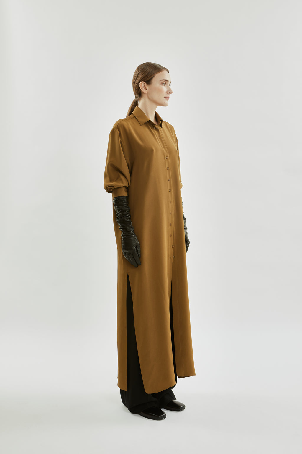 Inesa Shirtdress | Bronze - Crepe silk