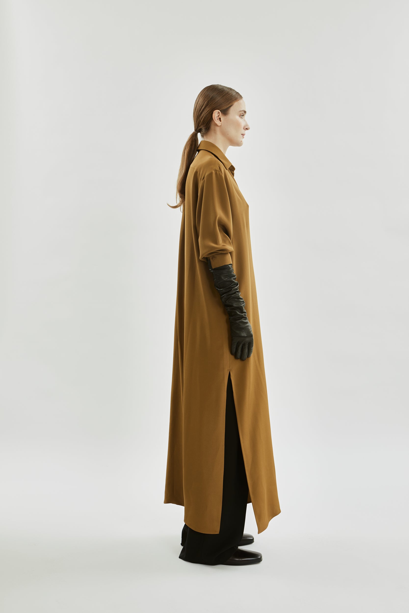 Inesa Shirtdress | Bronze - Crepe silk