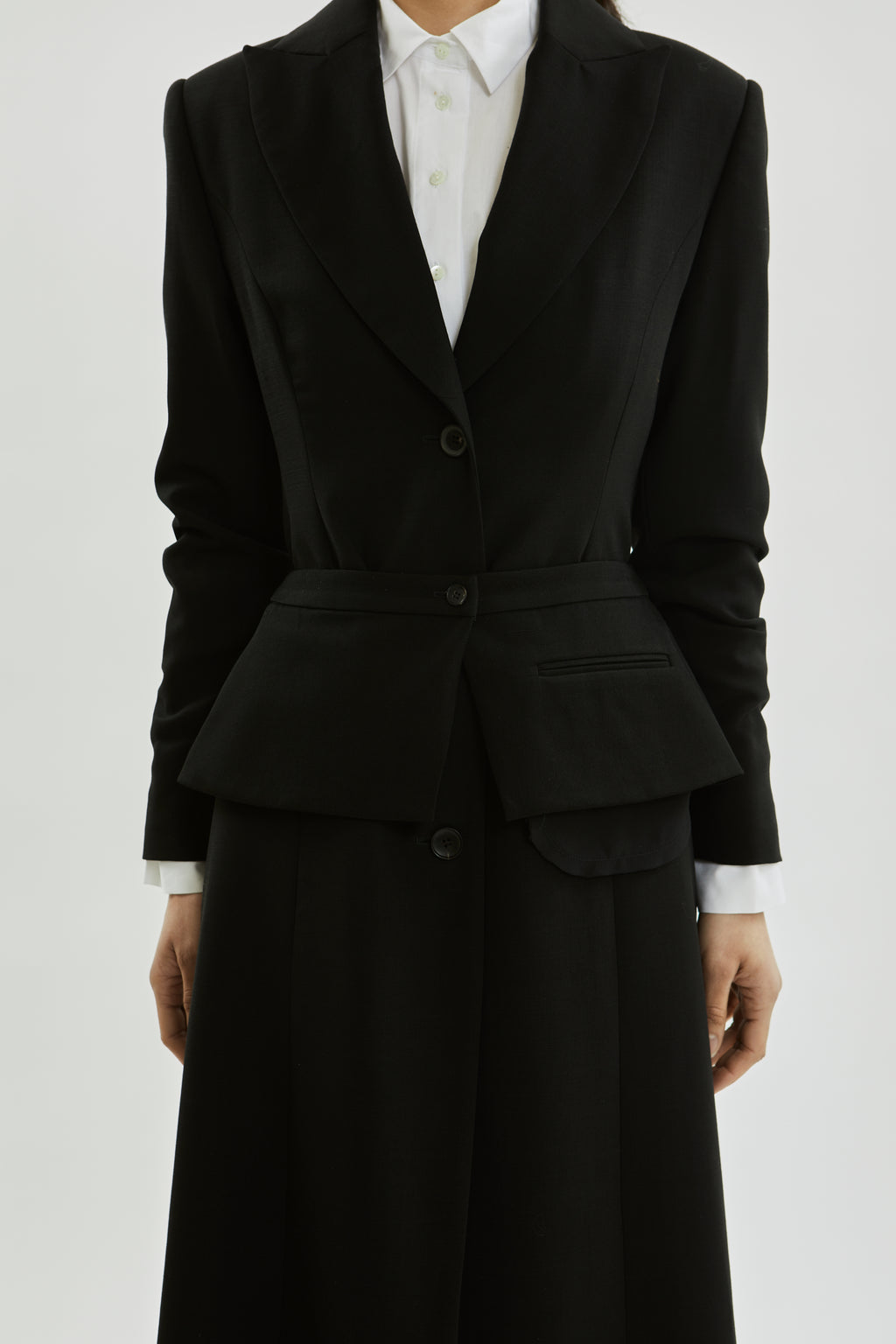 Gaia Coat | Black - Wool silk blend