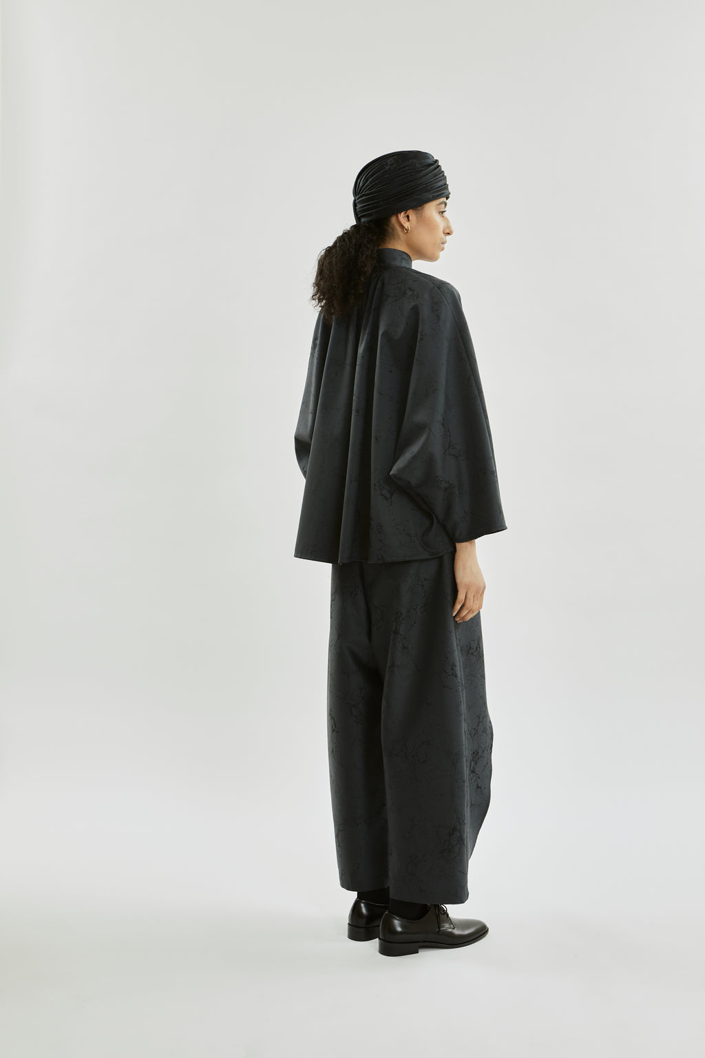 Isra top | Grey jacquard - Wool silk blend