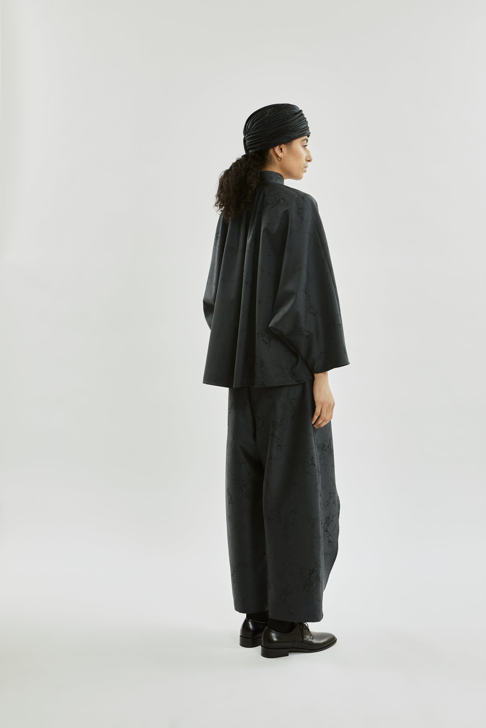 Isra top | Grey jacquard - Wool silk blend