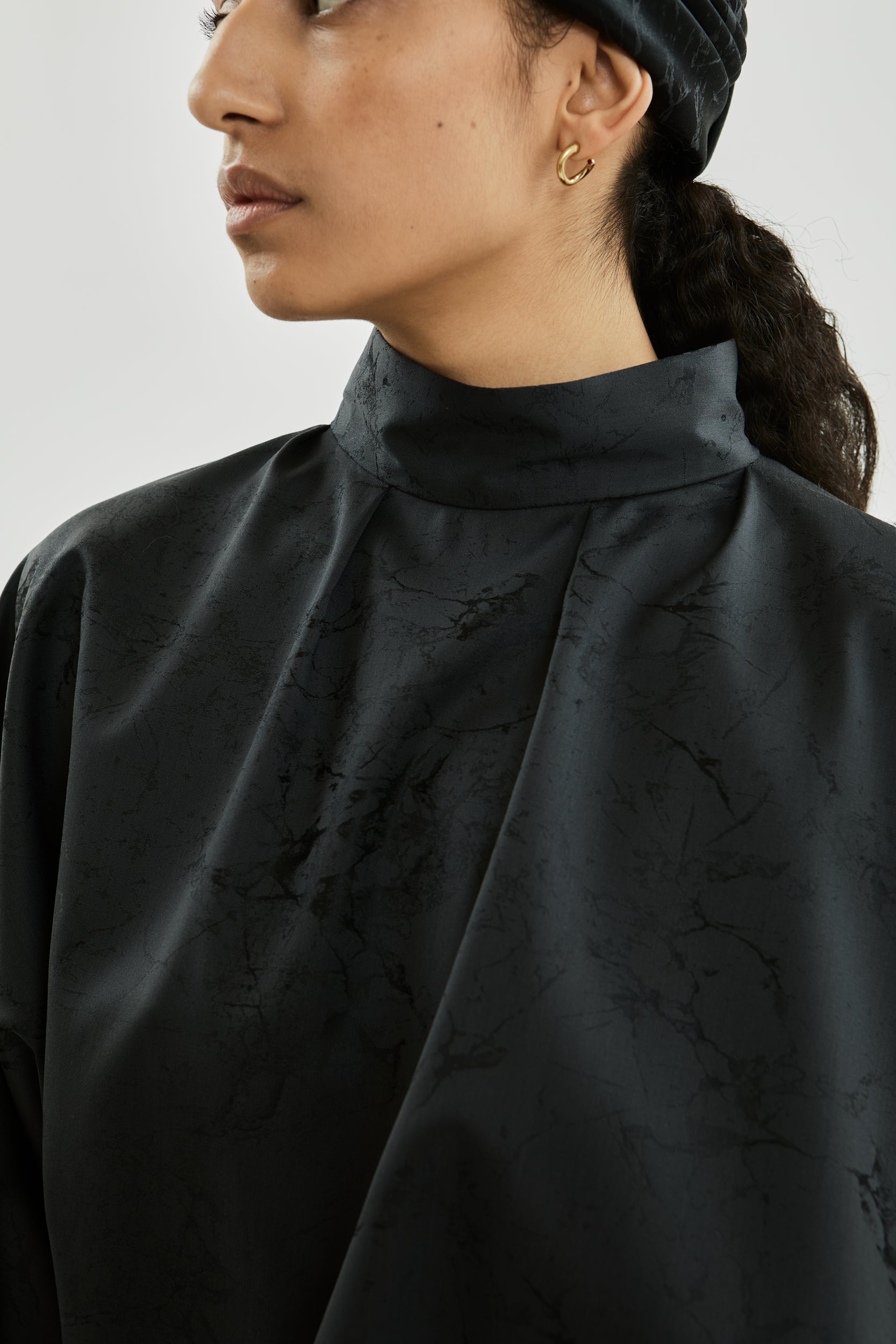 Isra top | Grey jacquard - Wool silk blend