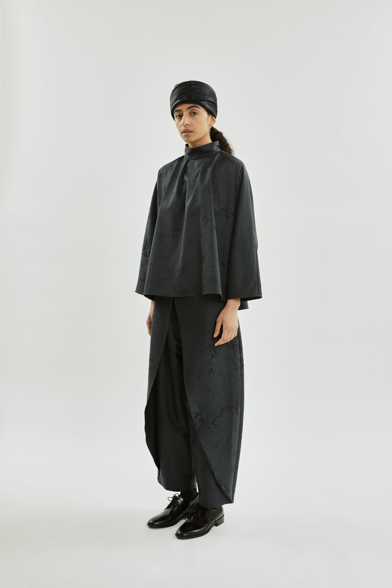 Isra top | Grey jacquard - Wool silk blend