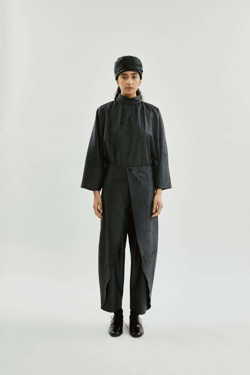 Isra top | Grey jacquard - Wool silk blend