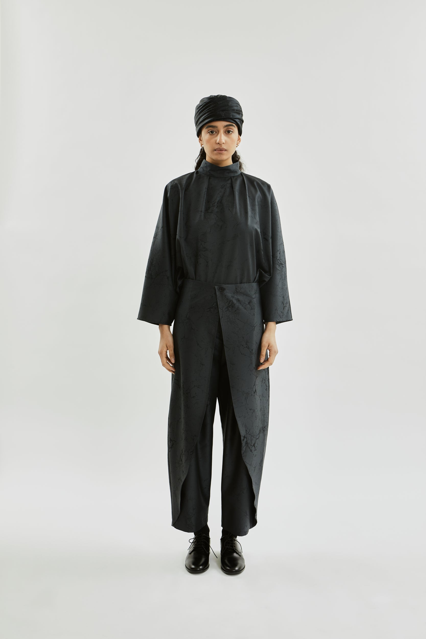 Isra top | Grey jacquard - Wool silk blend