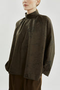 Isra top | Khaki jacquard - Wool silk blend