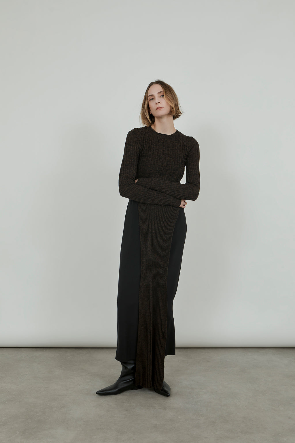 Ivy knitdress | Charcoal & moss - Egyptian cotton & cashmere blend