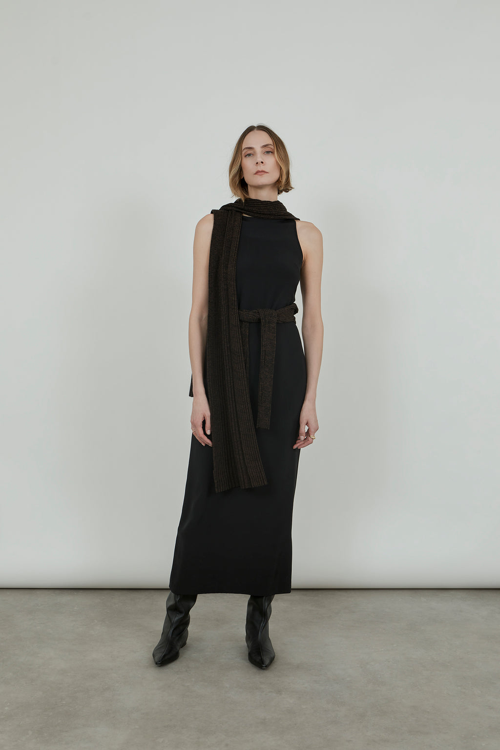 Ivy knitdress | Charcoal & moss - Egyptian cotton & cashmere blend