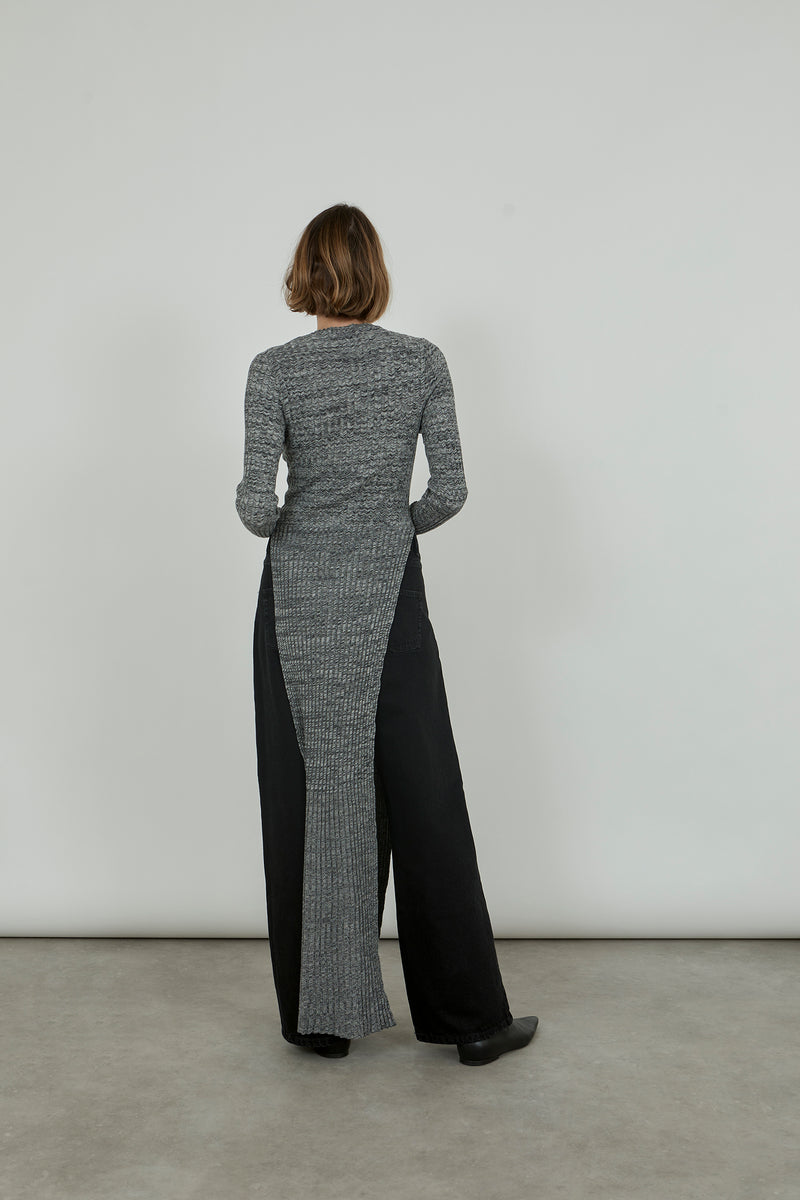 Ivy knitdress | Charcoal & off white - Egyptian cotton & cashmere blend