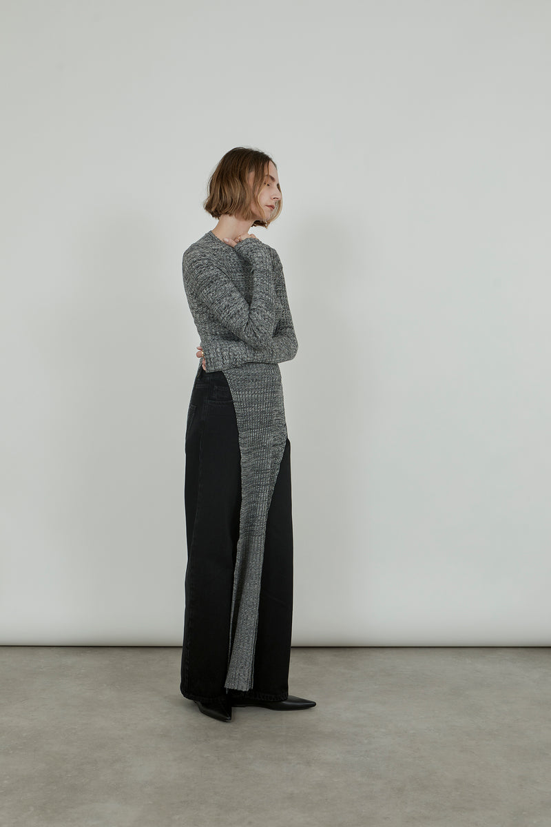 Ivy knitdress | Charcoal & off white - Egyptian cotton & cashmere blend