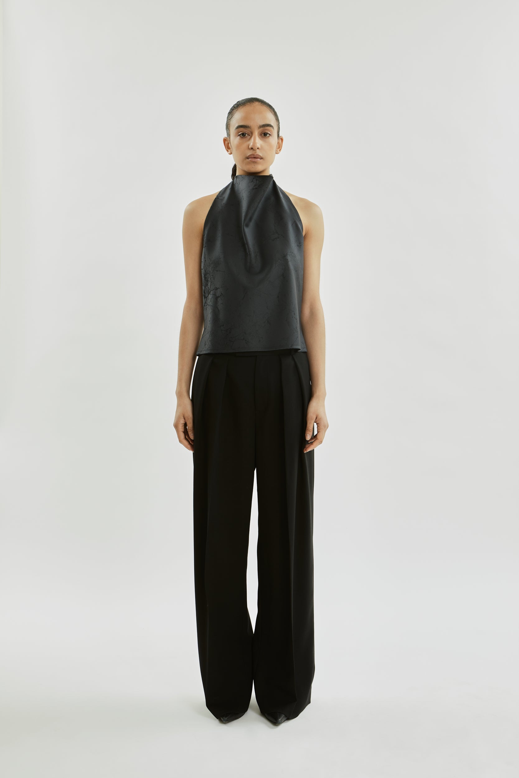 Jeanne top | Grey jacquard - Wool silk blend