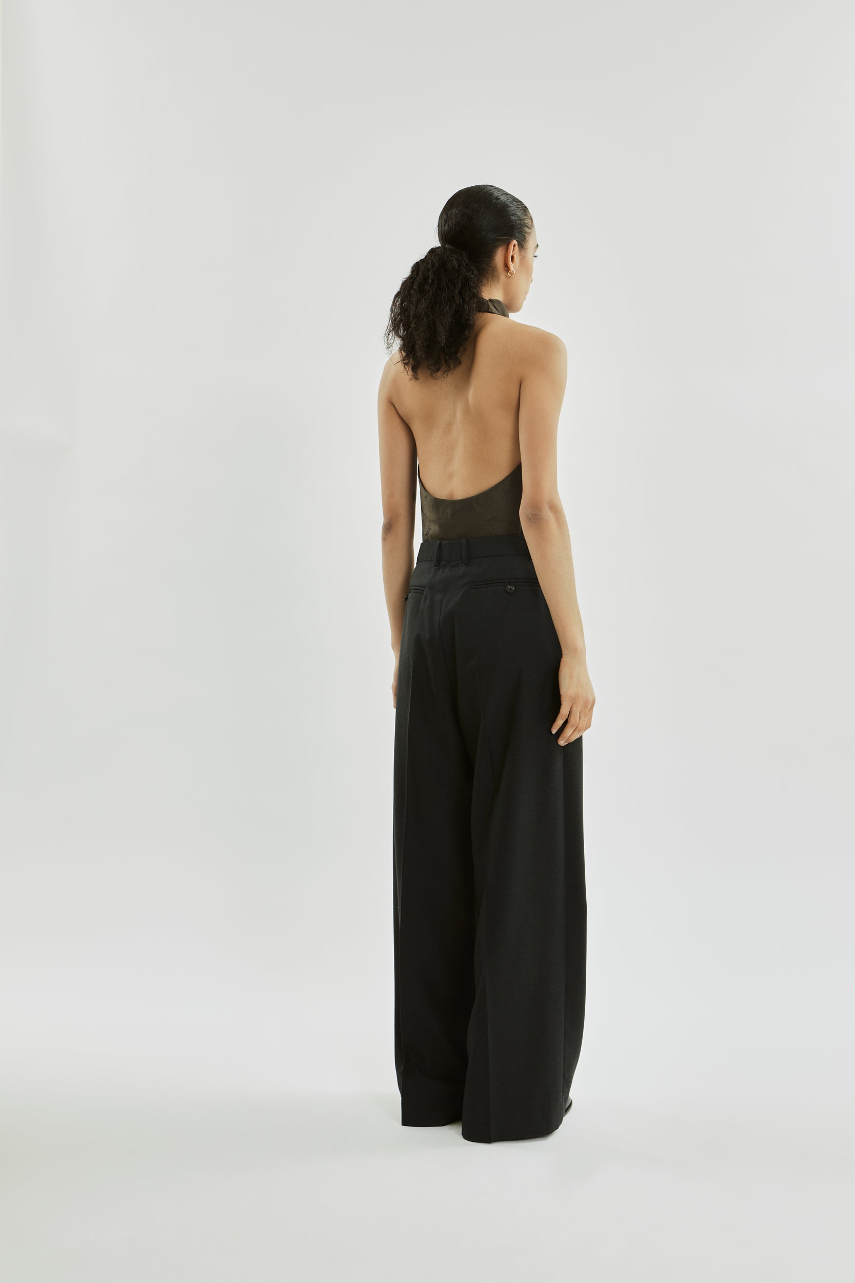 Jeanne top | Khaki jacquard - Wool silk blend