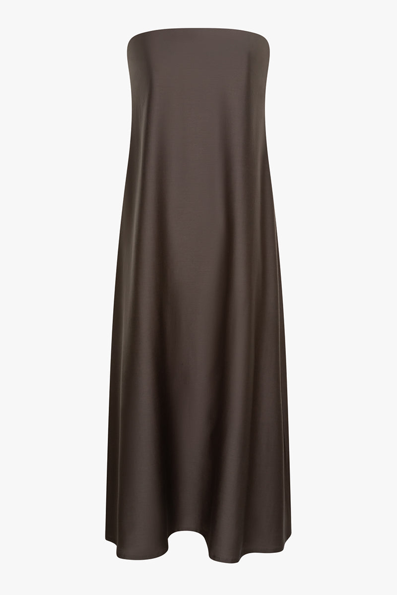 Joan dress | Chocolate - Wool-silk blend