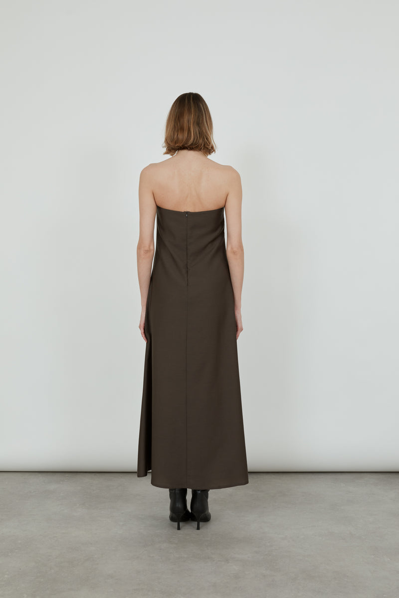 Joan dress | Chocolate - Wool-silk blend