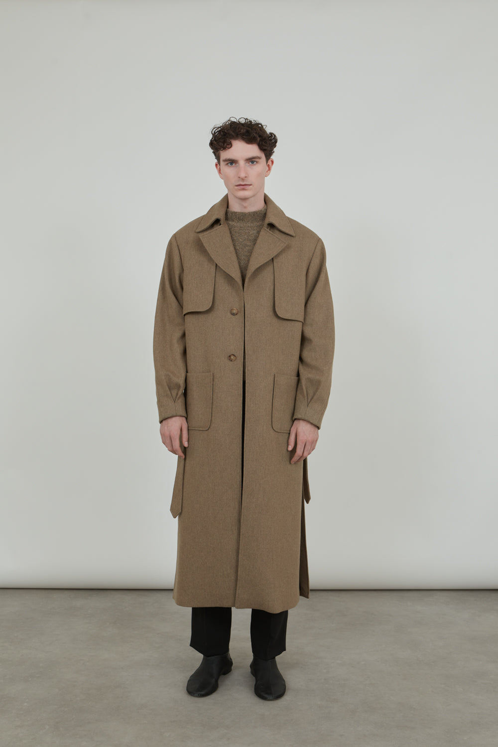 Karin coat | Ashy brown - Recycled wool blend