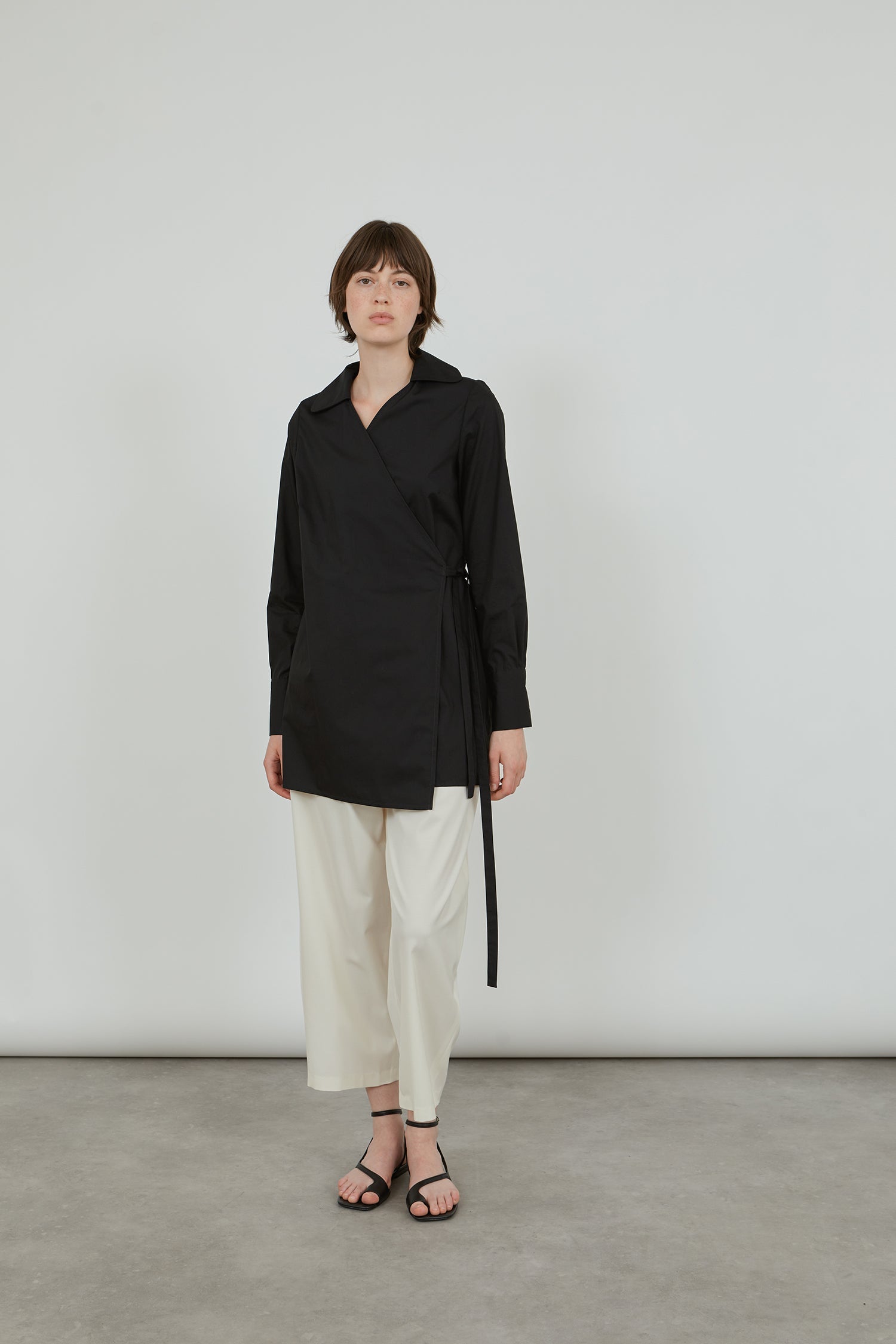Koda wrap shirt | Black - Cotton
