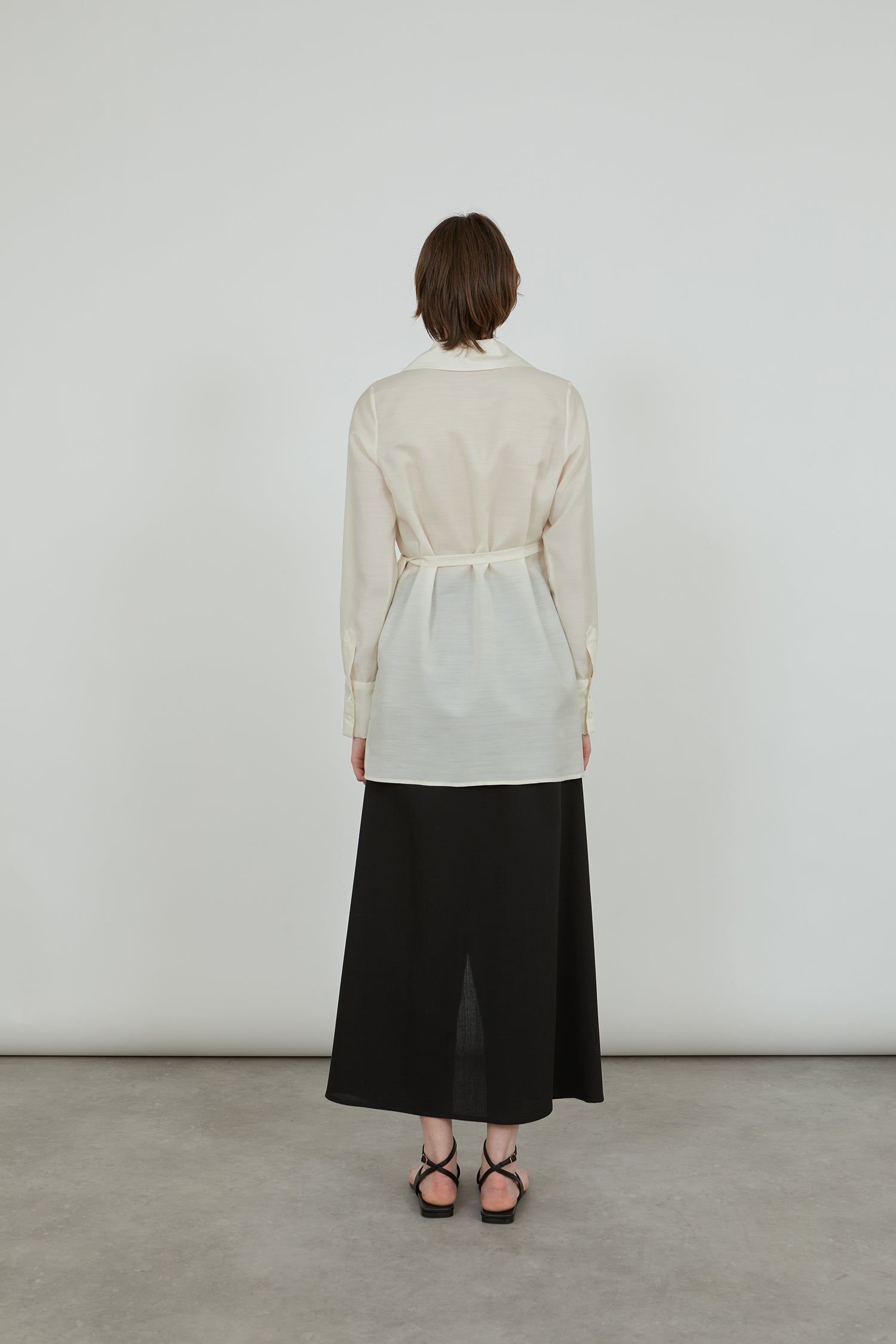 Koda wrap shirt | Off white - Wool-silk blend