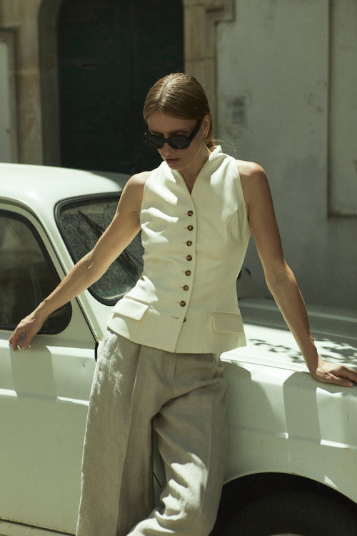 Akari gilet | Off white - Virgin wool
