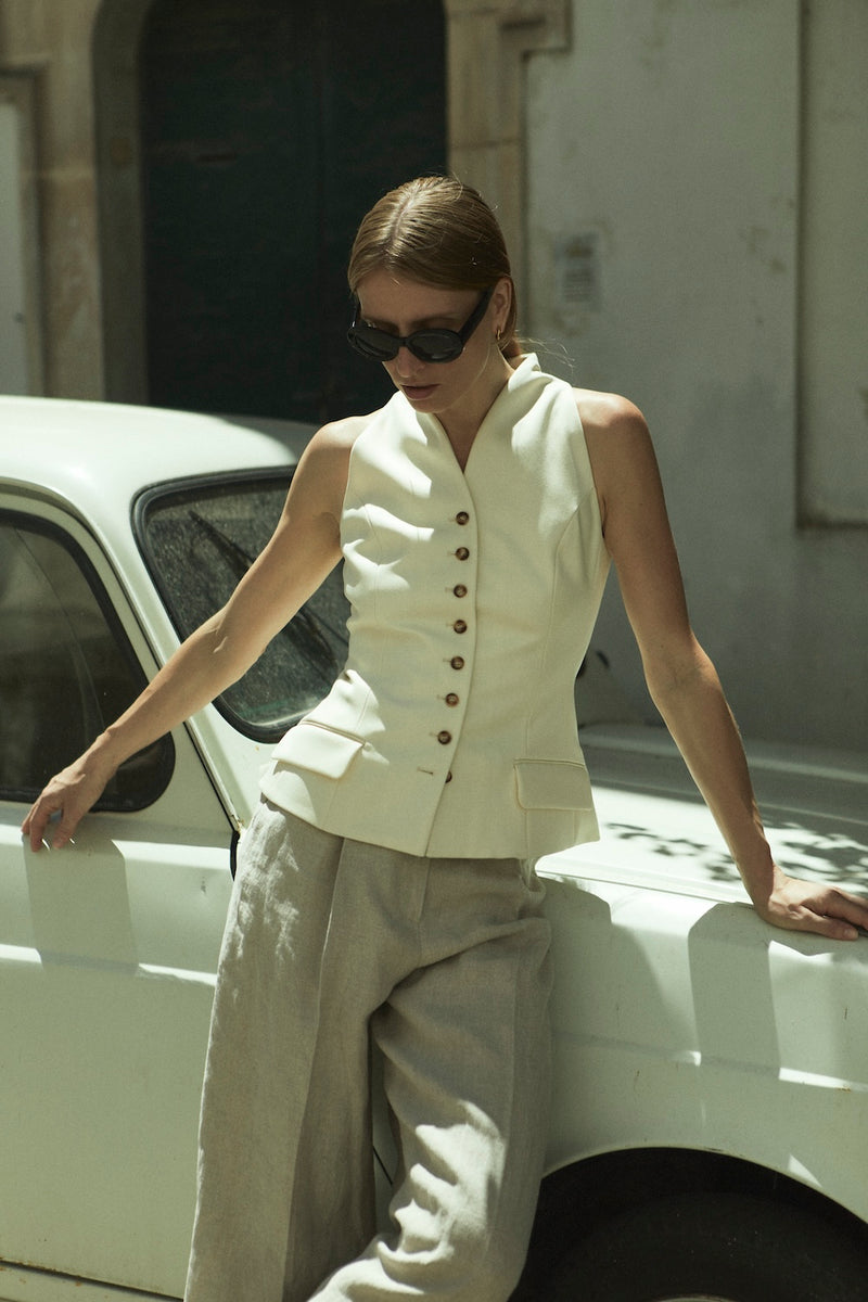 Akari gilet | Off white - Virgin wool