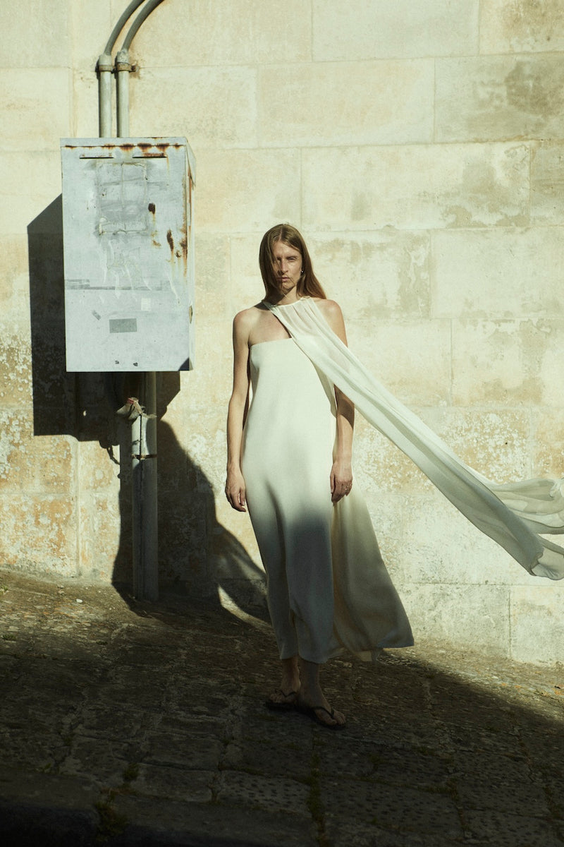 Joan dress | Off white - Crepe silk