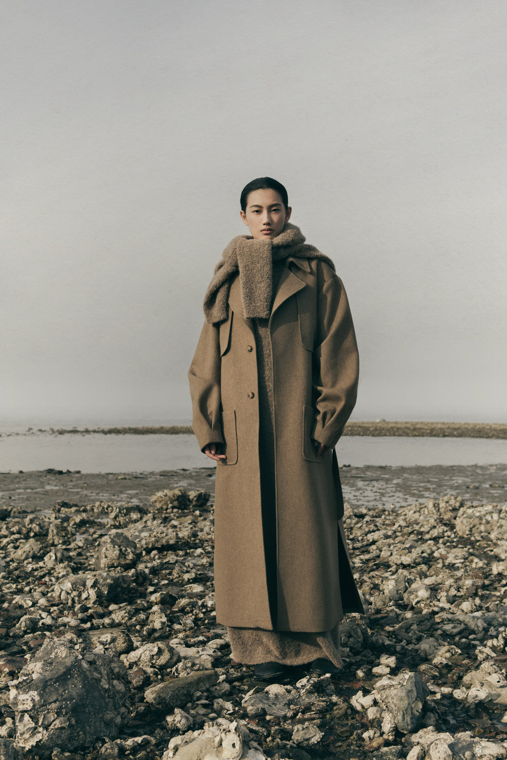 Karin coat | Ashy Brown - Recycled wool