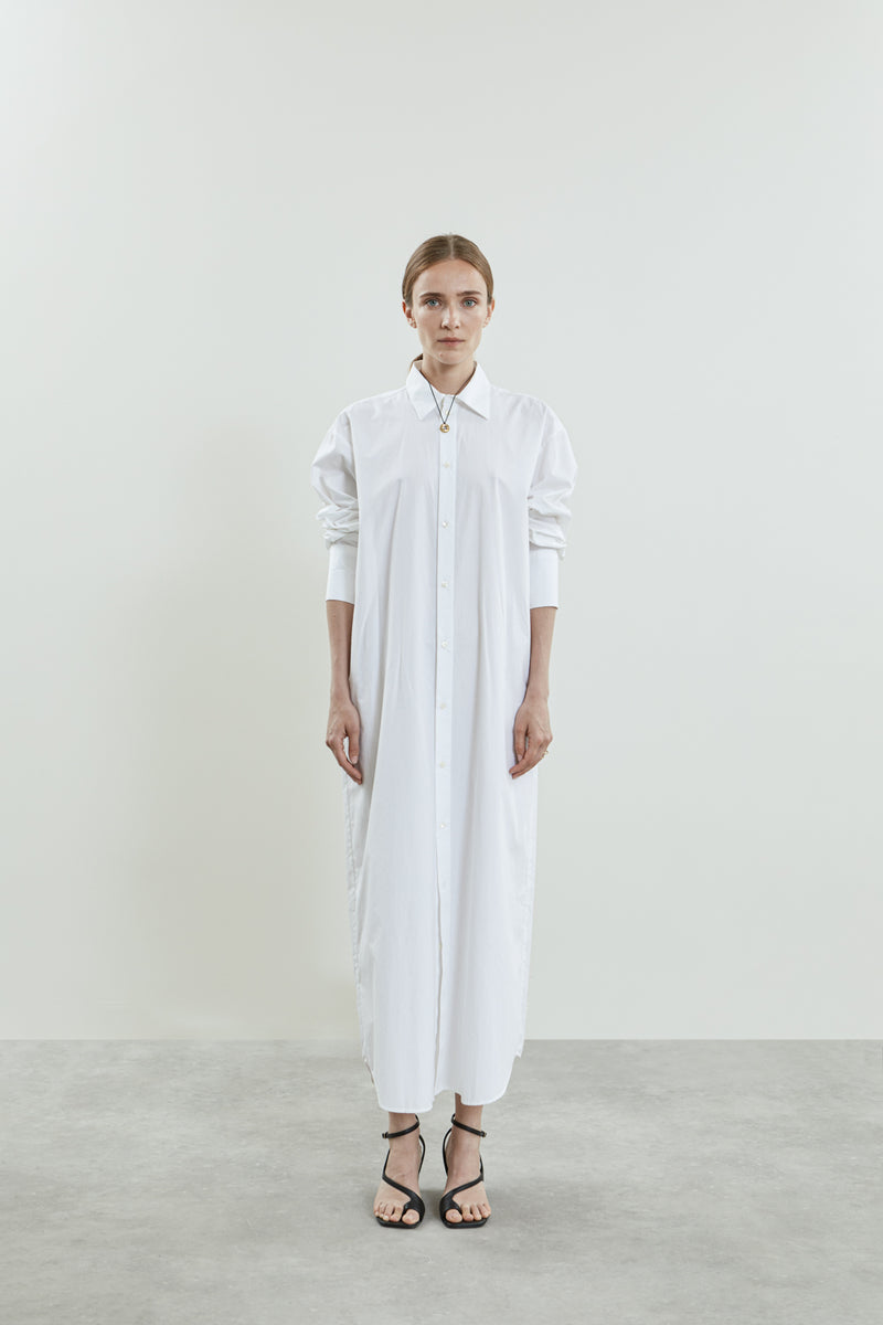 Freda shirtdress | White - Cotton poplin