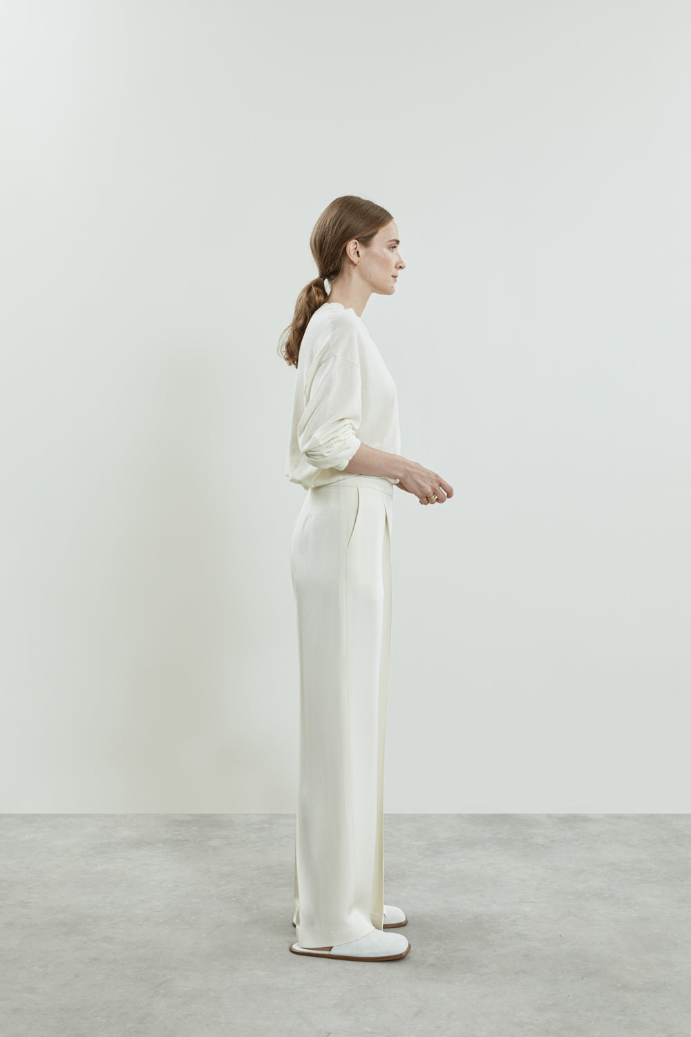 Asami trousers | Off white - Crepe silk