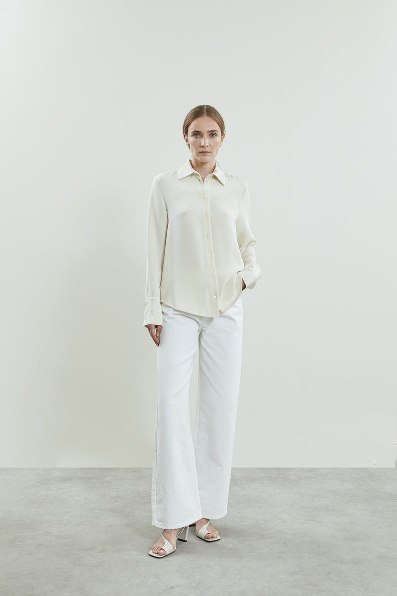Jeannine blouse | Off white - Crepe silk