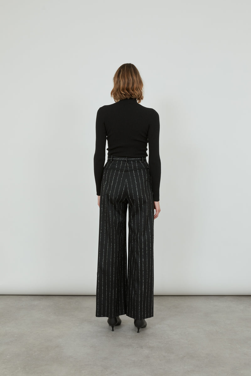 Dalida trousers | Black Striped - Wool blend